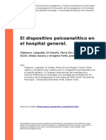 Kligmann, Leopoldo, Di Donato, María (..) (2017) - El Dispositivo Psicoanalítico en El Hospital General