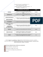 Lista de Utiles Escolares 4° Grado