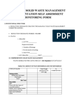 Barangay Solid Waste Management Implementation Self Assessment Monitoring Form