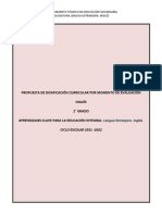 Propuesta de Dosificación Curricular Por Momento de Evaluación para El Ciclo Escolar 2021-2022 Segundo Grado