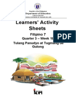 Learners' Activity Sheets: Filipino 7