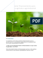 Cómo Obtener Financiamiento para Un Proyecto Agrícola o Agroindustrial en El