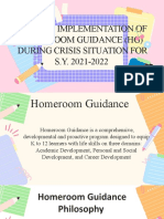 Revised Implementation of Homeroom Guidance (HG) During Crisis Situation For S.Y. 2021-2022