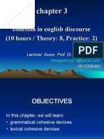 Cohesion in English Discourse (10 Hours / Theory: 8, Practice: 2)