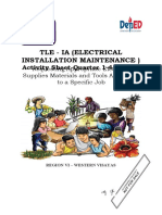 Tle - Ia (Electrical Installation Maintenance) : Activity Sheet-Quarter 1-4-MELC 2