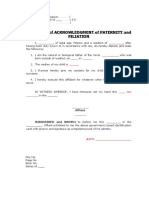 Affidavit of Acknowledgment of Paternity