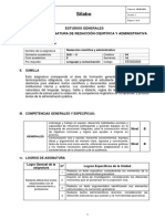 Sílabo de Redacción Científica y Administrativa