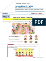 Matemática 1° Agosto - Clase 3 Posición de Objetos y Personas