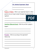 Scientific Method Experiment Sheet: Purpose or Problem