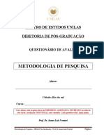 Questionário de Avaliação Do Módulo de Metodologia de Pesquisa