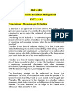 Notes - Franchising Unit 1 & 2