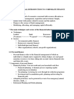 Chap One: General Introduction To Corporate Finance