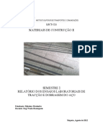 Relatório de Tracção Do Aço Final