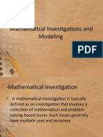 Mathematical Investigations and Modeling