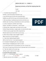 Revision For Unit 1-3 - Grade 11 Tenses I. Rewrite Each Sentence, Beginning As Shown, So That The Meaning Stays The Same