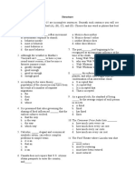 Structure Directions: Questions 1-15 Are Incomplete Sentences. Beneath Each Sentence You Will See