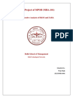 MTE Project of MPOB (MBA-101) : Comparative Analysis of H&M and ZARA