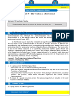 Module 5 - The Teacher As A Professional: Study Guide For Module No. 5