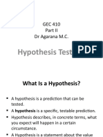 GEC 410 DR Agarana M.C.: Hypothesis Testing