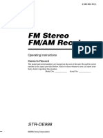 FM Stereo FM/AM Receiver: STR-DE998