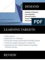 Demand: Definition of Demand Law of Demand Demand Function Factors Affecting Demand Price Elasticity of Demand