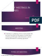 Types of Meetings in Companies: BY Anandbabu.V 1 MBA