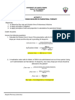 Activity 7 Calculations Involved in Parenteral Therapy: University of Santo Tomas