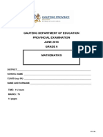 Gauteng Department of Education Provincial Examination JUNE 2018 Grade 6