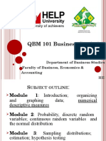 QBM 101 Business Statistics: Department of Business Studies Faculty of Business, Economics & Accounting HE LP University