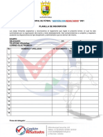 Planilla de Inscripción Torneo Municipal de Fútbol