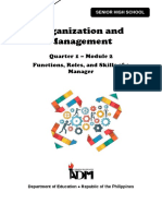 Organization and Management: Quarter 1 - Module 2 Functions, Roles, and Skills of A Manager