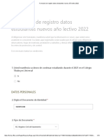 Formulario de Registro Datos Estudiantes Nuevos Año Lectivo 2022