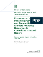 Economics of Music Streaming - Government and Competition and Markets Authority Responses To Committee's Second Report