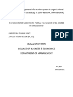 The Role of Management Information System in Organizational Decision Making (A Case Study at Ethio-Telecom, Jimma Branch)