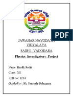 Jawahar Navodaya Vidyalaya Sadhi, Vadodara: Physics Investigatory Project