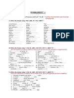 Worksheet 1: SUBJECT: Subject Pronouns and Verb " To Be "