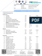 Complete Haemogram Test Erythrocytes: SR - No Investigation Observed Value Reference Range Unit