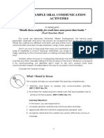 Lesson: Sample Oral Communication Activities