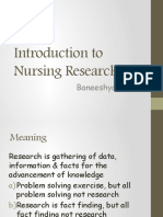 Introduction To Nursing Research: Baneeshya. B