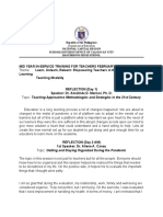 Mid Year In-Service Training For Teachers February 2-4, 2022 Learning Teaching Modality Reflection (Day 1) Speaker: Dr. Amelinda D. Marmol, Ph. D