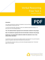 Verbal Reasoning Test1 Questions