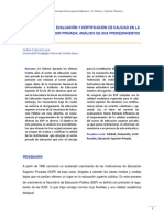 Procesos de Evaluación y Certificación de Calidad en La Educación Superior Privada