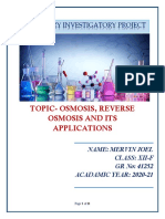 Topic-Osmosis, Reverse Osmosis and Its Applications: Chemistry Investigatory Project