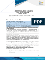 Guía de Actividades y Rúbrica de Evaluación - Unidad 3 - Tarea 4 - Derivadas