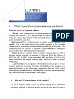 Unit 1: Alliances: 1. What Types of Corporate Alliances Are There?