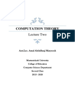 Computation Theory: Lecture Two