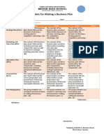 Rubric For Making A Business Plan: Senior High School