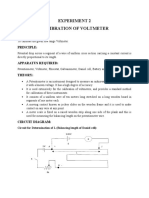 Experiment 2 Calibration of Voltmeter: Aim: Principle