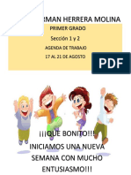 Agenda de Primer Grado Seccion 1 y 2 Grado 17 Al 21 Agosto