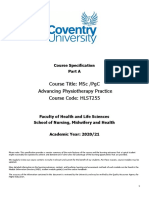 Course Title: MSC /PGC Advancing Physiotherapy Practice Course Code: Hlst255